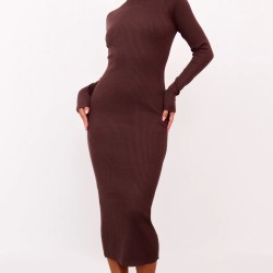 Chocolate Turtle Neck Knitted Bodycon Maxi Dress