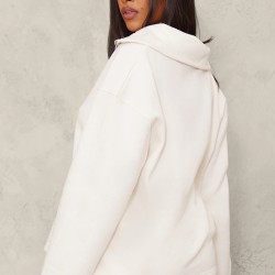 Maternity Cream Quarter Zip Long Sleeve Sweatshirt