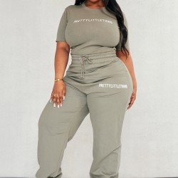 PRETTYLITTLETHING Plus Sage Khaki High Waisted Cuffed Sweatpants